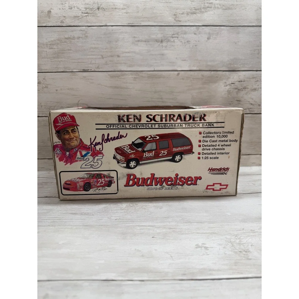 Ken Schrader 25 Budweiser Chevrolet Suburban Die Cast Metal Bank 1:25 Scale